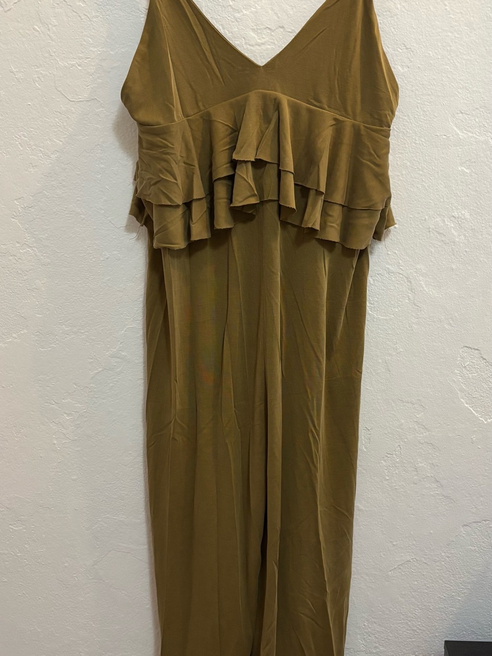 silence + noise Olive Ruffle One-Shoulder romper